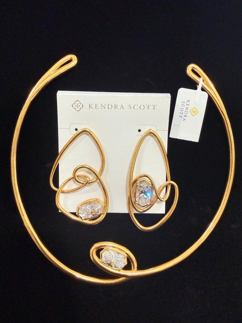 New! Kendra Scott Myles Crystal Collar Necklace with Matching Earrings Set